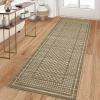 Garvee Washable Runner Rugs for Hallway 2×6 Modern Bordered Non Slip Kitchen Laundry Rug Low-Pile Non-Shedding Geometric Floor Carpet Runners for Bathroom Bedroom Bedside, Linen(Plaid|brown)