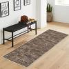 Garvee Washable Runner Rugs for Hallway 2×6 Modern Bordered Non Slip Kitchen Laundry Rug Low-Pile Non-Shedding Geometric Floor Carpet Runners for Bathroom Bedroom Bedside, Linen(Airy Solid|brown)