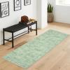 Garvee Washable Runner Rugs for Hallway 2×6 Modern Bordered Non Slip Kitchen Laundry Rug Low-Pile Non-Shedding Geometric Floor Carpet Runners for Bathroom Bedroom Bedside, Linen(Airy Solid|green)