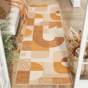 5×7 Area Rugs, Boho Washable Rugs for Living Room Bedroom Dining Room, Soft Modern Abstract Large Throw Floor Carpet Non Slip, Orange/Pink, 5’x7′(Orange/Pink)