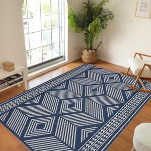 Garvee 2×6 Vintage Kitchen Rugs Non Slip Washable, Distressed Medallion Runner Rug for Bathroom, Non Shedding Low Pile Farmhouse Rugs Stain Resistant Foldable Soft Mats for Entryway, Bedroom, Blue(Abstract|blue)