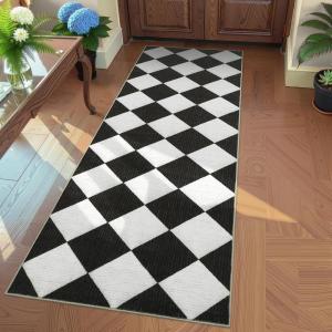 Garvee Black and White Checkered Rug for Living Room, 6×9 Area Rugs Washable Non Slip Bedroom Rugs Soft Low Pile Indoor Modern Floor Rugs for Dorm Kids Room Dining Room Diamond Print Home Decor Carpet(Checkered|black White)