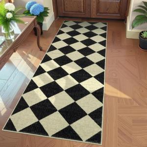 Garvee Black and White Checkered Rug for Living Room, 6×9 Area Rugs Washable Non Slip Bedroom Rugs Soft Low Pile Indoor Modern Floor Rugs for Dorm Kids Room Dining Room Diamond Print Home Decor Carpet(Checkered|black Taupe)