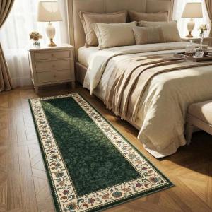 Garvee Floral 6×9 Area Rugs for Living Room Bedroom, Washable Non Slip Vintage Floor Rugs Large Low Pile Stain Resistant Indoor Farmhouse Carpet for Dining Room, Oriental Home Decor Rug, Beige(Border Floral|green)