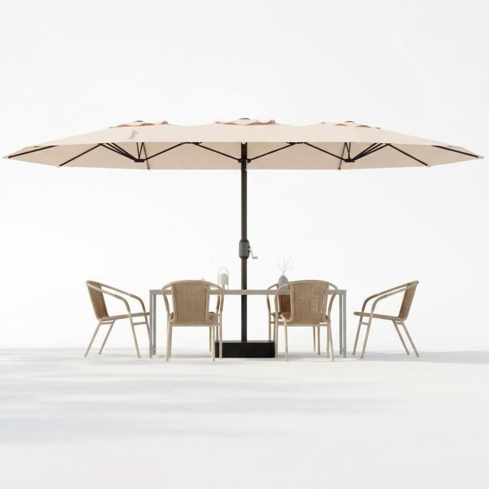 image:imageGarvee 15Ft DoubleSided Patio Umbrella Large Outdoor Market Umbrella with Base Included Rectangular Table Umbrella for Poolside Lawn BackyardKhaki