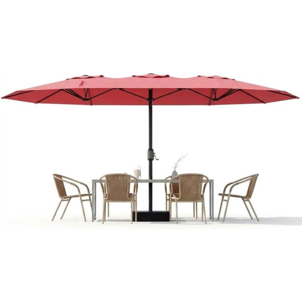 image:imageGarvee 15Ft DoubleSided Patio Umbrella Large Outdoor Market Umbrella with Base Included Rectangular Table Umbrella for Poolside Lawn BackyardRed