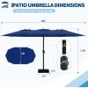 Garvee 15Ft Double-Sided Patio Umbrella, Large Outdoor Market Umbrella with Base Included, Rectangular Table Umbrella for Poolside, Lawn, Backyard(Blue)