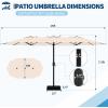 Garvee 15Ft Double-Sided Patio Umbrella, Large Outdoor Market Umbrella with Base Included, Rectangular Table Umbrella for Poolside, Lawn, Backyard(Khaki)