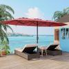 Garvee 15Ft Double-Sided Patio Umbrella, Large Outdoor Market Umbrella with Base Included, Rectangular Table Umbrella for Poolside, Lawn, Backyard(Red)