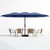 Garvee 15Ft Double-Sided Patio Umbrella, Large Outdoor Market Umbrella with Base Included, Rectangular Table Umbrella for Poolside, Lawn, Backyard(Blue)