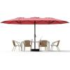 Garvee 15Ft Double-Sided Patio Umbrella, Large Outdoor Market Umbrella with Base Included, Rectangular Table Umbrella for Poolside, Lawn, Backyard(Red)