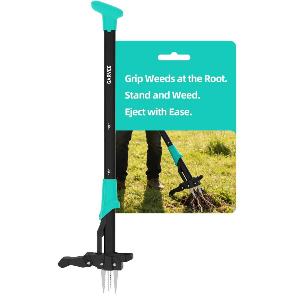 image:imageGarvee 40 Long Handle Stand Up Weed Puller  4Claw with Ejector Gardening Hand Weeding Tool EasyEject Easily Remove Weeds Without Bending Pulling or Kneeling40 Inch