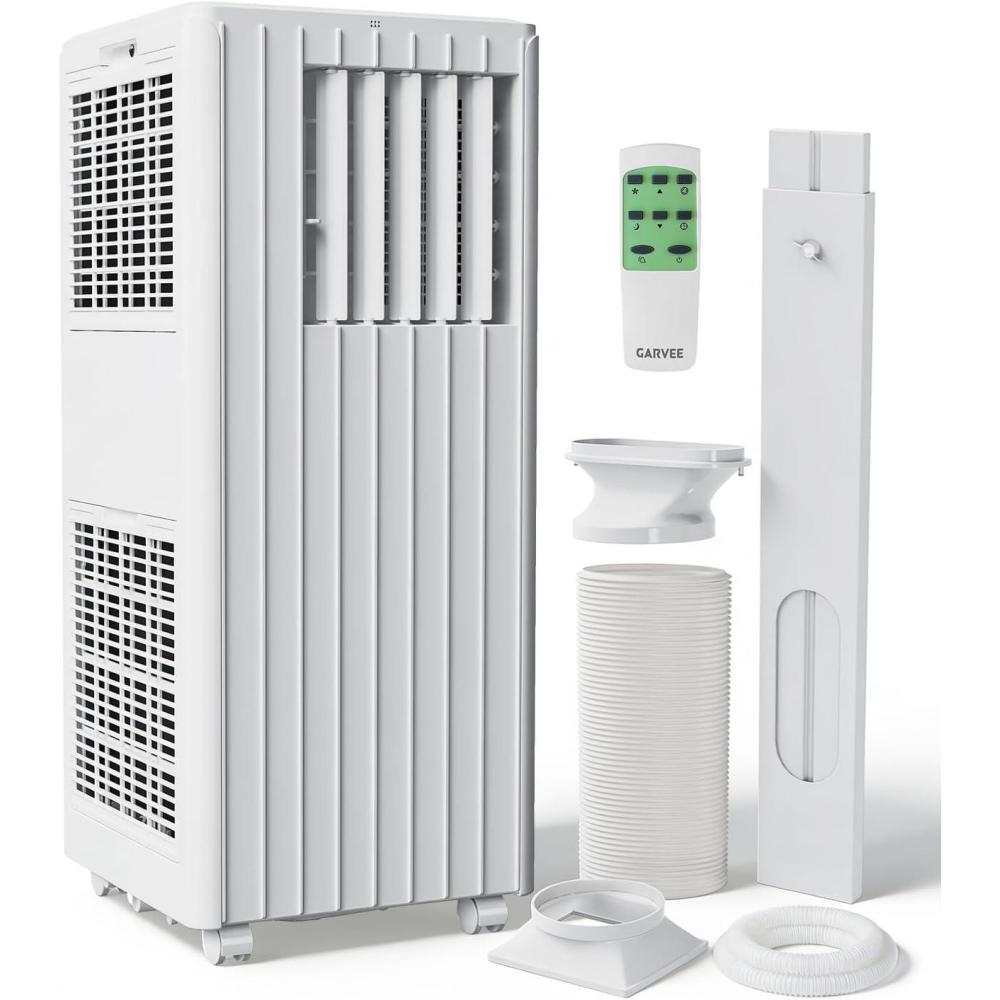 image:imageGarvee 8000 BTU Portable Air Conditioner 3in1 Cooling Dehumidifying amp Fan for Rooms Up to 350 Sq Ft  Quiet Sleep Mode  EnergySaving 24Hr Timer  AC Unit wRemote amp Full Window Kit BlackWhite Cover