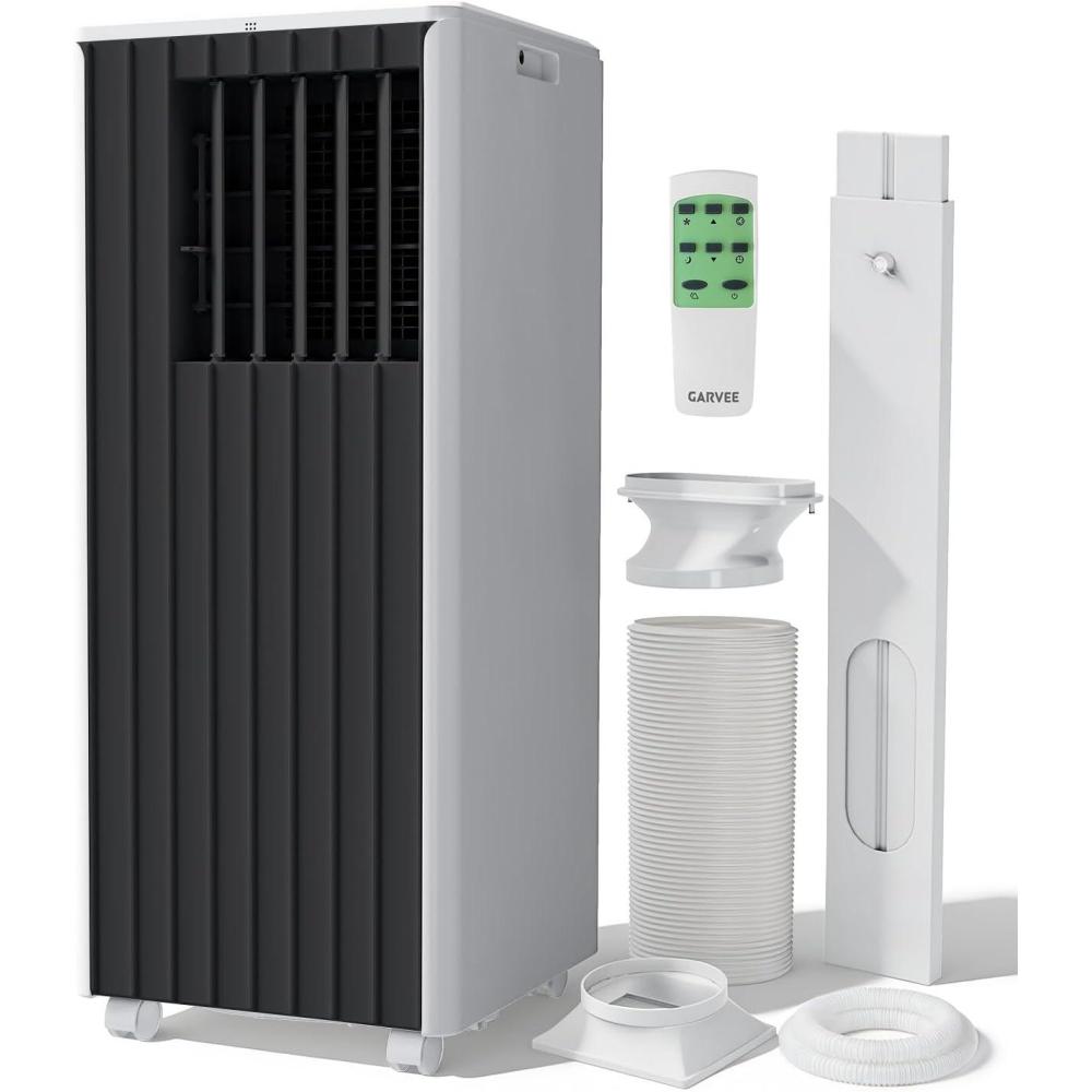 image:imageGarvee 8000 BTU Portable Air Conditioner 3in1 Cooling Dehumidifying amp Fan for Rooms Up to 350 Sq Ft  Quiet Sleep Mode  EnergySaving 24Hr Timer  AC Unit wRemote amp Full Window Kit BlackWhiteBlack