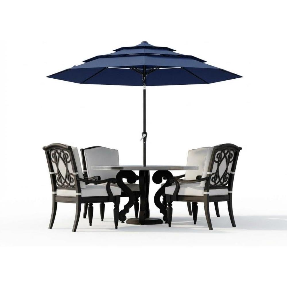 image:imageGarvee 9Ft Outdoor Patio Umbrella 3Tiers Market Umbrella with 8 Sturdy Ribs amp Hand Crank Outdoor Table Umbrella for Poolside Beach GardenNavy Blue