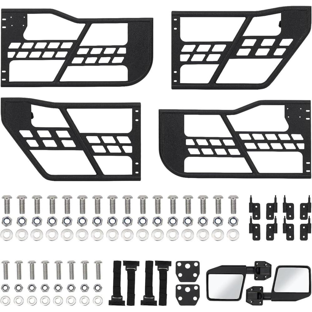 image:imageGarvee Off Road Tubular Half Doors for Wrangler JK 20072018  Set of 4 Front amp Rear Tube Half Doors with Side View MirrorsJK 4D wM