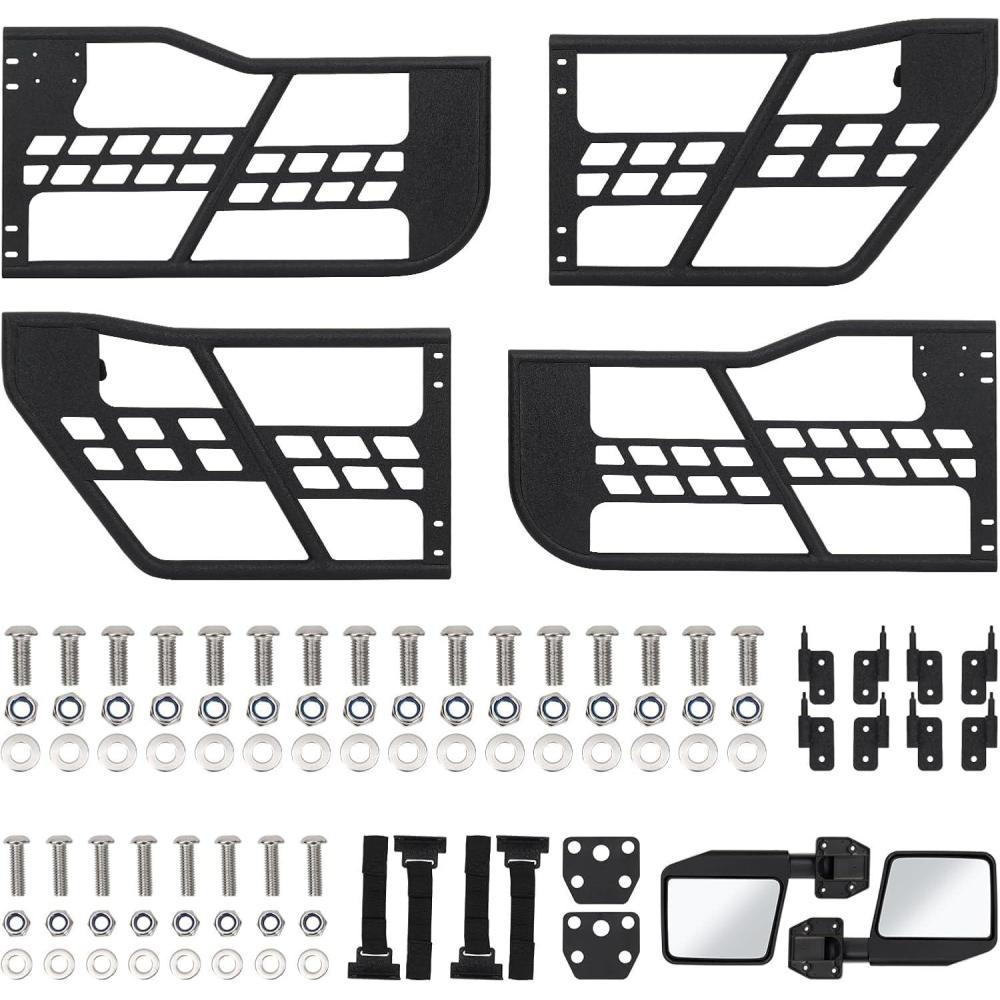 image:imageGarvee Off Road Tubular Half Doors for Wrangler JK 20072018  Set of 4 Front amp Rear Tube Half Doors with Side View MirrorsJL 4D wM