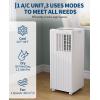 Garvee 8000 BTU Portable Air Conditioner, 3-in-1 Cooling, Dehumidifying & Fan for Rooms Up to 350 Sq. Ft | Quiet Sleep Mode | Energy-Saving 24-Hr Timer | AC Unit w/Remote & Full Window Kit, Black(White Cover)