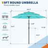 Garvee 9Ft Outdoor Patio Umbrella, 3-Tiers Market Umbrella with 8 Sturdy Ribs & Hand Crank, Outdoor Table Umbrella for Poolside, Beach, Garden(Blue)