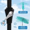 Garvee 9Ft Outdoor Patio Umbrella, 3-Tiers Market Umbrella with 8 Sturdy Ribs & Hand Crank, Outdoor Table Umbrella for Poolside, Beach, Garden(Blue)