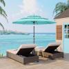 Garvee 9Ft Outdoor Patio Umbrella, 3-Tiers Market Umbrella with 8 Sturdy Ribs & Hand Crank, Outdoor Table Umbrella for Poolside, Beach, Garden(Blue)