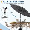 Garvee 9Ft Outdoor Patio Umbrella, 3-Tiers Market Umbrella with 8 Sturdy Ribs & Hand Crank, Outdoor Table Umbrella for Poolside, Beach, Garden(Gray)