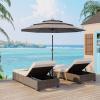 Garvee 9Ft Outdoor Patio Umbrella, 3-Tiers Market Umbrella with 8 Sturdy Ribs & Hand Crank, Outdoor Table Umbrella for Poolside, Beach, Garden(Gray)