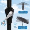 Garvee 9Ft Outdoor Patio Umbrella, 3-Tiers Market Umbrella with 8 Sturdy Ribs & Hand Crank, Outdoor Table Umbrella for Poolside, Beach, Garden(Gray)