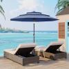 Garvee 9Ft Outdoor Patio Umbrella, 3-Tiers Market Umbrella with 8 Sturdy Ribs & Hand Crank, Outdoor Table Umbrella for Poolside, Beach, Garden(Navy Blue)