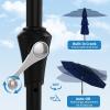 Garvee 9Ft Outdoor Patio Umbrella, 3-Tiers Market Umbrella with 8 Sturdy Ribs & Hand Crank, Outdoor Table Umbrella for Poolside, Beach, Garden(Navy Blue)