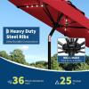 Garvee Patio Umbrella with Solar Lights, Outdoor Table Umbrella with 8 Durable Ribs, Tilt & Crank Mechanism, Waterproof & UV Protection for Garden, Backyard, Poolside (Red, 10 FT)