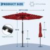 Garvee Patio Umbrella with Solar Lights, Outdoor Table Umbrella with 8 Durable Ribs, Tilt & Crank Mechanism, Waterproof & UV Protection for Garden, Backyard, Poolside (Red, 10 FT)