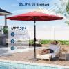Garvee Patio Umbrella with Solar Lights, Outdoor Table Umbrella with 8 Durable Ribs, Tilt & Crank Mechanism, Waterproof & UV Protection for Garden, Backyard, Poolside (Red, 10 FT)