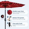 Garvee Patio Umbrella with Solar Lights, Outdoor Table Umbrella with 8 Durable Ribs, Tilt & Crank Mechanism, Waterproof & UV Protection for Garden, Backyard, Poolside (Red, 10 FT)