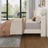 Garvee Queen Size Bed Frame with Wingback Headboard, Velvet Upholstered Platform Bedframe with Wood Slats, No Box Spring Needed, Easy Assembly, Beige(Beige)