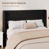 Garvee Queen Size Bed Frame with Wingback Headboard, Velvet Upholstered Platform Bedframe with Wood Slats, No Box Spring Needed, Easy Assembly, Beige(Black)