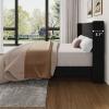 Garvee Queen Size Bed Frame with Wingback Headboard, Velvet Upholstered Platform Bedframe with Wood Slats, No Box Spring Needed, Easy Assembly, Beige(Black)
