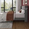 Garvee Queen Size Bed Frame with Wingback Headboard, Velvet Upholstered Platform Bedframe with Wood Slats, No Box Spring Needed, Easy Assembly, Beige(Grey)