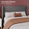 Garvee Queen Size Bed Frame with Wingback Headboard, Velvet Upholstered Platform Bedframe with Wood Slats, No Box Spring Needed, Easy Assembly, Beige(Grey)
