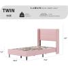 Garvee Queen Size Bed Frame with Wingback Headboard, Velvet Upholstered Platform Bedframe with Wood Slats, No Box Spring Needed, Easy Assembly, Beige(Pink)