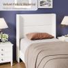Garvee Queen Size Bed Frame with Wingback Headboard, Velvet Upholstered Platform Bedframe with Wood Slats, No Box Spring Needed, Easy Assembly, Beige(White)