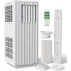Garvee 8000 BTU Portable Air Conditioner, 3-in-1 Cooling, Dehumidifying & Fan for Rooms Up to 350 Sq. Ft | Quiet Sleep Mode | Energy-Saving 24-Hr Timer | AC Unit w/Remote & Full Window Kit, Black(White Cover)