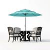 Garvee 9Ft Outdoor Patio Umbrella, 3-Tiers Market Umbrella with 8 Sturdy Ribs & Hand Crank, Outdoor Table Umbrella for Poolside, Beach, Garden(Blue)