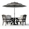 Garvee 9Ft Outdoor Patio Umbrella, 3-Tiers Market Umbrella with 8 Sturdy Ribs & Hand Crank, Outdoor Table Umbrella for Poolside, Beach, Garden(Gray)