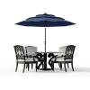 Garvee 9Ft Outdoor Patio Umbrella, 3-Tiers Market Umbrella with 8 Sturdy Ribs & Hand Crank, Outdoor Table Umbrella for Poolside, Beach, Garden(Navy Blue)