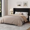 Garvee Queen Size Bed Frame with Wingback Headboard, Velvet Upholstered Platform Bedframe with Wood Slats, No Box Spring Needed, Easy Assembly, Beige(Black)