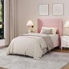 Garvee Queen Size Bed Frame with Wingback Headboard, Velvet Upholstered Platform Bedframe with Wood Slats, No Box Spring Needed, Easy Assembly, Beige(Pink)