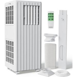 Garvee 8000 BTU Portable Air Conditioner, 3-in-1 Cooling, Dehumidifying & Fan for Rooms Up to 350 Sq. Ft | Quiet Sleep Mode | Energy-Saving 24-Hr Timer | AC Unit w/Remote & Full Window Kit, Black(White Cover)