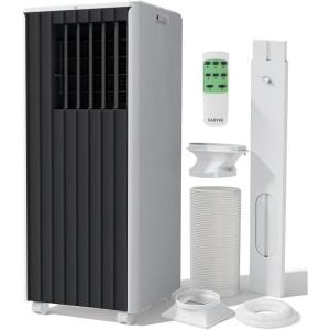 Garvee 8000 BTU Portable Air Conditioner, 3-in-1 Cooling, Dehumidifying & Fan for Rooms Up to 350 Sq. Ft | Quiet Sleep Mode | Energy-Saving 24-Hr Timer | AC Unit w/Remote & Full Window Kit, Black(White+Black)