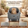 Automatic Cat Litter Box, Self-Cleaning Litter Box with Open-Top Design, 15-Layer Safety Protection System & Smart App Control, Electric Cat Litter Box with Adjustable Entry Height & Odor Control(Cool Gray)